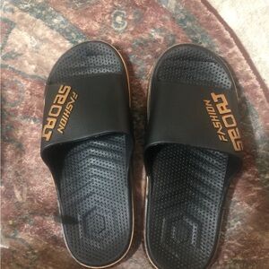 Men's Black Slip-On Sport Slides - Fashion Sport